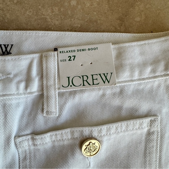 J Crew White Sailor Mid Rise Relaxed Demi Boot Jean Womens Size 27 Gold Buttons - Picture 13 of 16